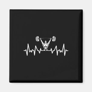 Heartbeat Barbell Bodybuilding Weightlifting Gym W Magnet