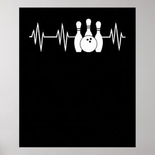 Heartbeat Bowling Heart Bowling Pin and Ball Poster
