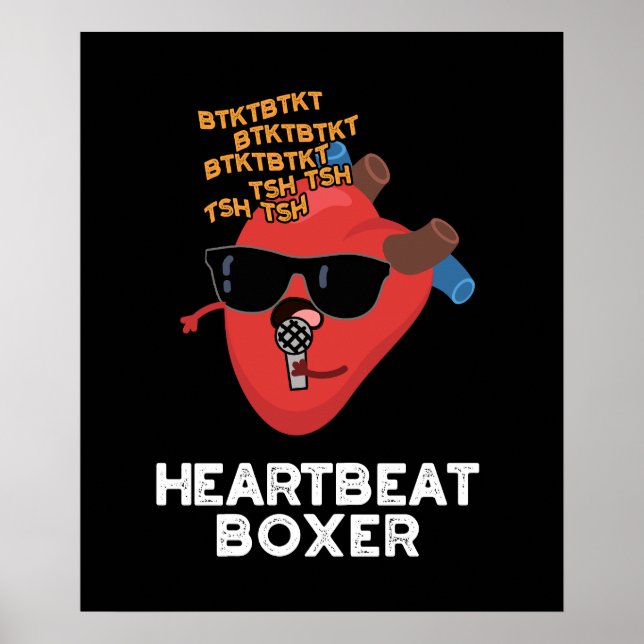 Heartbeat Boxer Funny Music Heart Pun Dark BG Poster (Front)