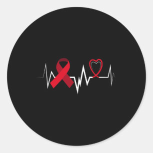 Heartbeat Brain Aneurysm Ribbon Brain Aneurysm Awa Classic Round Sticker