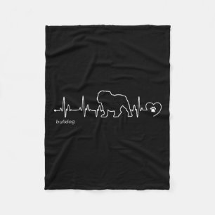 Heartbeat - Bulldog Fleece Blanket