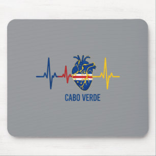 Heartbeat Cabo Verde Flag Heart Cape Verde Island Mouse Mat