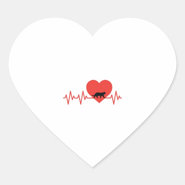 Heartbeat Cat Kitten Love Women's Girl's Gift Heart Sticker (Front)