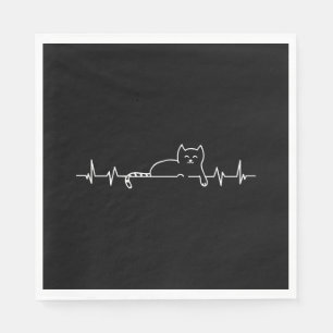 Heartbeat Cat Kitten Love Women's Girl's Gift Napkin