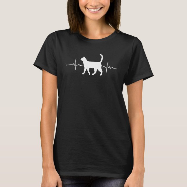 Heartbeat Cat Pet Owner T-Shirt (Front)