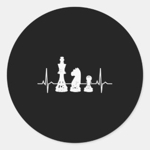 Heartbeat Chess - King Knight Pawn Chessmen Gifts  Classic Round Sticker