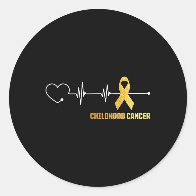 Heartbeat Childhood Cancer Awareness Warrior Hope  Classic Round Sticker (Front)