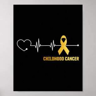 Heartbeat Childhood Cancer Awareness Warrior Hope Poster