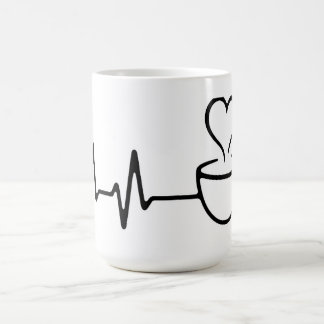 Heartbeat Coffee Line Art Design Magic Mug