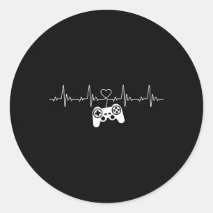 Heartbeat Console Nerd Gaming Gadget Gamer Classic Round Sticker