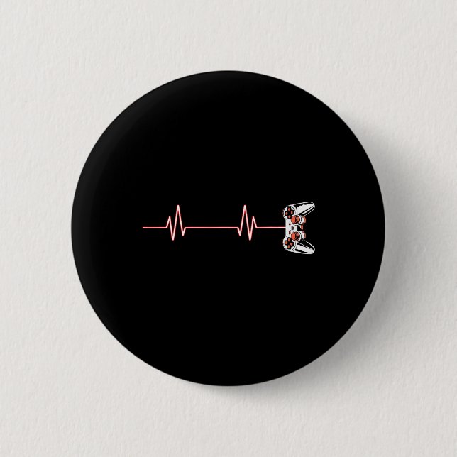 Heartbeat Cool Video Game Controller For Nerdy Gam 6 Cm Round Badge (Front)