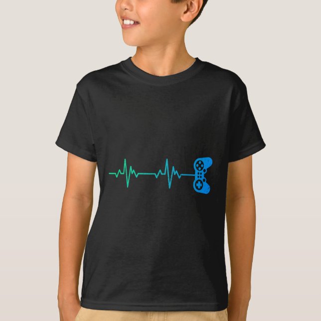 Heartbeat Cool Video Game Controller For Nerdy Gam T-Shirt (Front)
