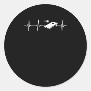 Heartbeat Cornhole Classic Round Sticker