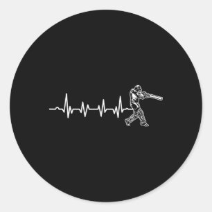 Heartbeat Cricket Player Cricketer Bowler Pitch Classic Round Sticker