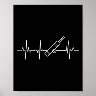Heartbeat Cricket Player Heart Line Poster