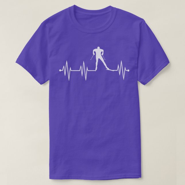heartbeat cross country skiing for men and women T-Shirt (Design Front)