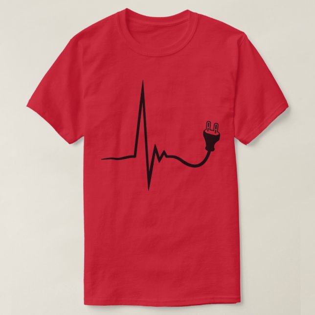 heartbeat current line plug power socket connect p T-Shirt (Design Front)