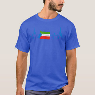 Heartbeat Design Equatorial Guinea Flag T-Shirt