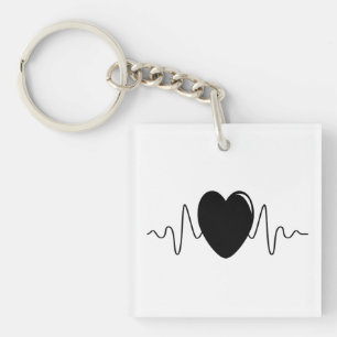 Heartbeat design key ring
