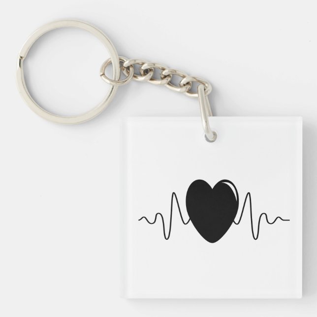 Heartbeat design key ring (Front)
