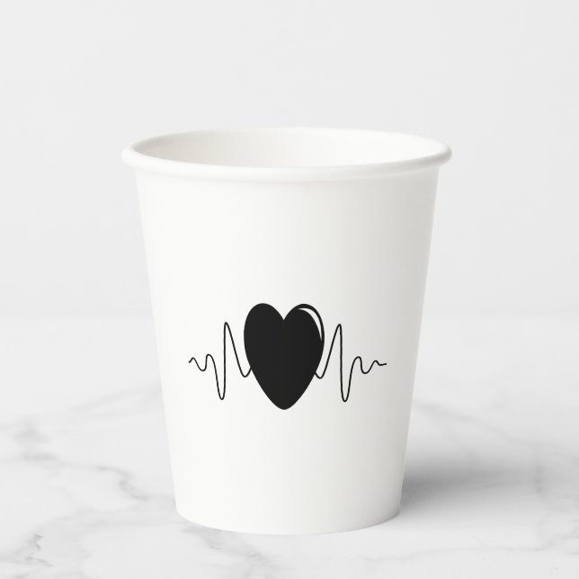 Heartbeat design paper cups (Front)