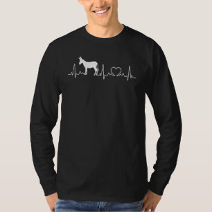 Heartbeat Donkey Mule Heart Zoo Animal Farmer Farm T-Shirt