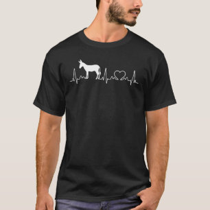 Heartbeat Donkey Mule Heart Zoo Animal Farmer Farm T-Shirt