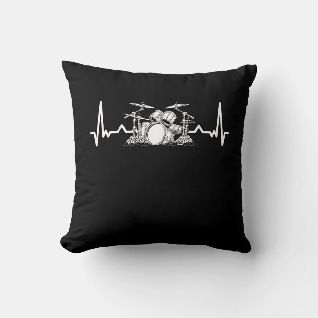 Heartbeat Drum Set  Drummer Musician Drumsticks Cushion (Front)