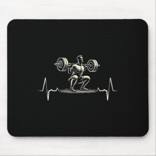Heartbeat Ecg Bodybuilder Weightlifting Weightlift Mouse Mat