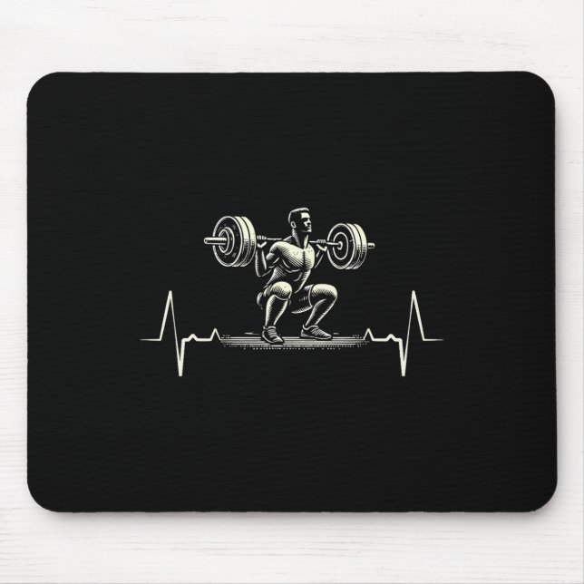Heartbeat Ecg Bodybuilder Weightlifting Weightlift Mouse Mat (Front)