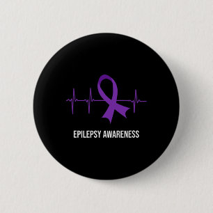 Heartbeat ECG Design Epilepsy Awareness 6 Cm Round Badge