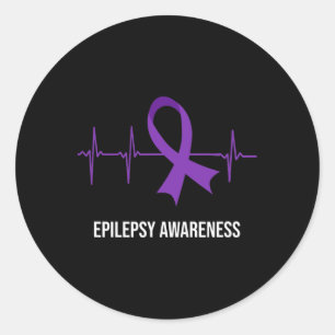 Heartbeat Ecg Design Epilepsy Awareness  Classic Round Sticker