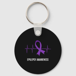 Heartbeat ECG Design Epilepsy Awareness  Key Ring