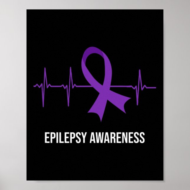 Heartbeat ECG Design Epilepsy Awareness  Poster (Front)