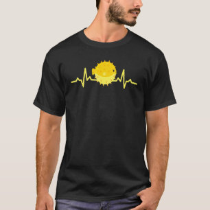 Heartbeat Ecg Puffer Fish Marine Animal T-Shirt