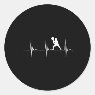 Heartbeat Ekg Pulse Lacrosse Lax Stick Lacrosse Pl Classic Round Sticker