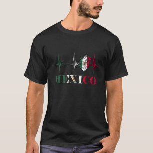Heartbeat EKG Pulse Mexico Heart Mexico Flag Mexic T-Shirt