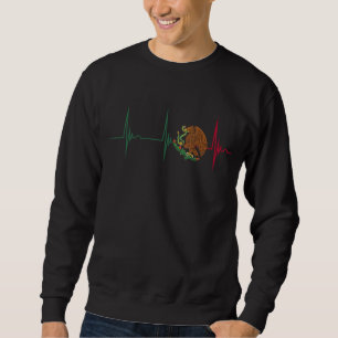 Heartbeat EKG Pulse Mexico Mexican Flag Cardiogram Sweatshirt