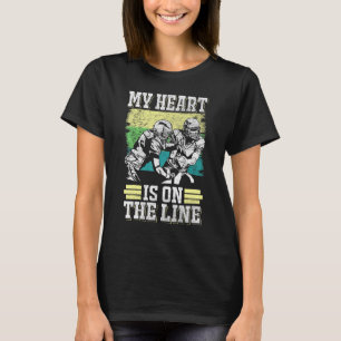 Heartbeat Ekg Pulse My Heart Is On The Line Footb T-Shirt