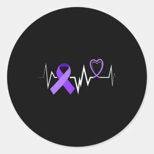 Heartbeat Epilepsy Ribbon Epilepsy Disorder Awaren Classic Round Sticker