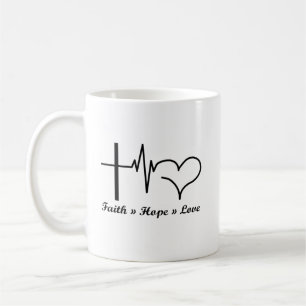 Heartbeat Faith Hope Love Christian and Catholic Coffee Mug
