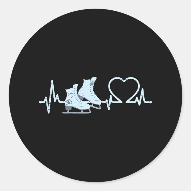 Heartbeat Figure Skating Dance Sport Ice Skater Classic Round Sticker (Front)