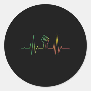 Heartbeat Fist Black History Month African America Classic Round Sticker