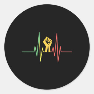 Heartbeat Fist Black History Month African America Classic Round Sticker