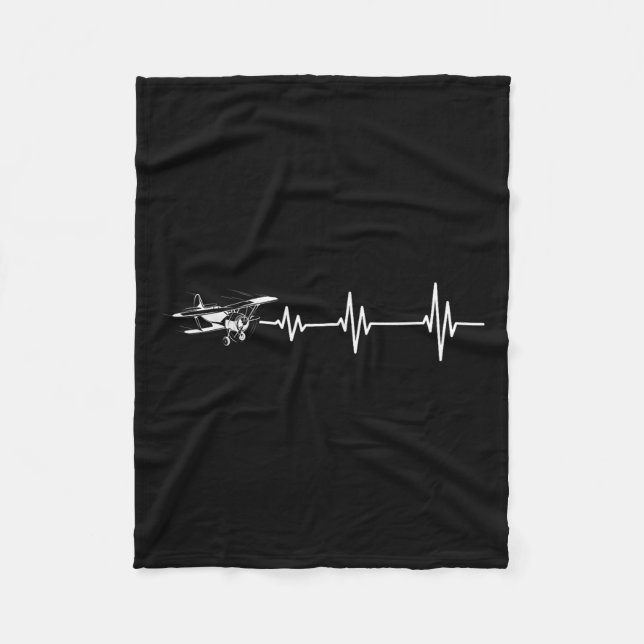 Heartbeat Flying Plane Pulse Line Retro Prop Aircr Fleece Blanket (Front)