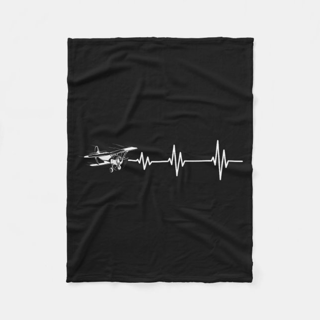 Heartbeat Flying Plane Pulse Line Retro Prop Aircr Fleece Blanket (Front)