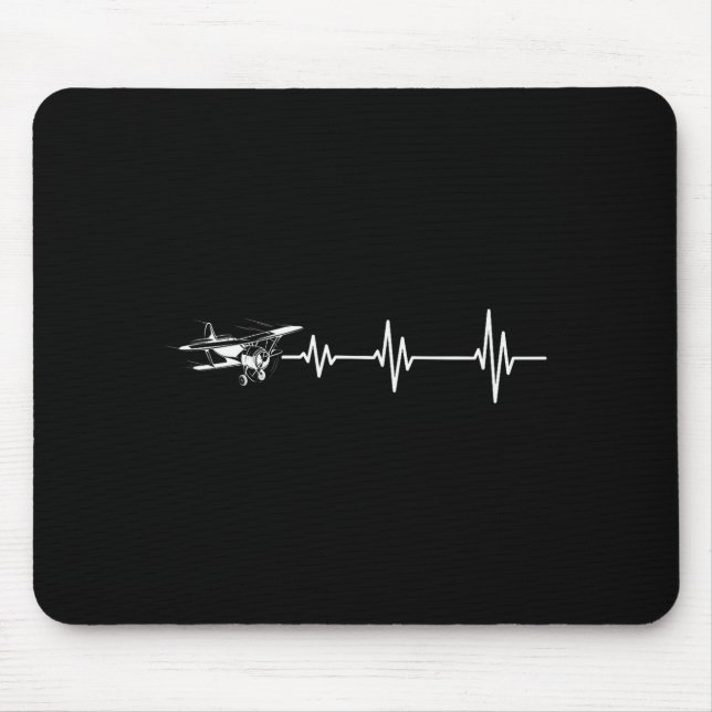 Heartbeat Flying Plane Pulse Line Retro Prop Aircr Mouse Mat (Front)