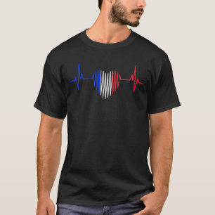 Heartbeat French Flag France T-Shirt