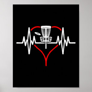 Heartbeat Frisbee Disc Golf Player Gift Boys Girls Poster