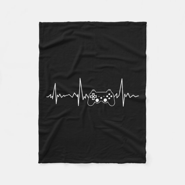 Heartbeat Funny Video Game Gift Boys Men Gamer  Fleece Blanket (Front)